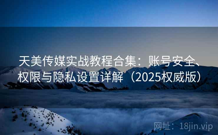 天美传媒实战教程合集：账号安全、权限与隐私设置详解（2025权威版）