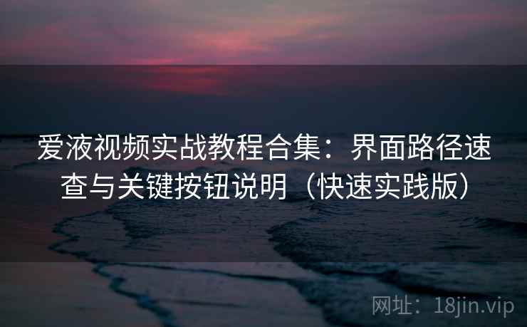 爱液视频实战教程合集：界面路径速查与关键按钮说明（快速实践版）