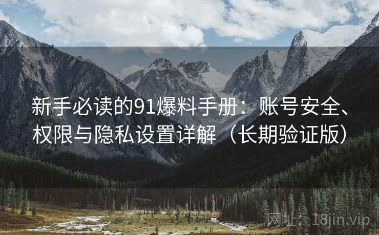 新手必读的91爆料手册：账号安全、权限与隐私设置详解（长期验证版）